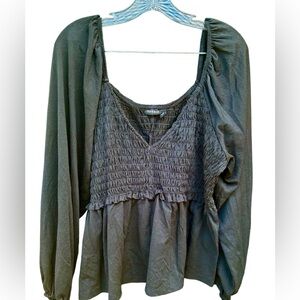 Torrid Smocked Babydoll Blouse – Size 3 – Flowy Peasant Top